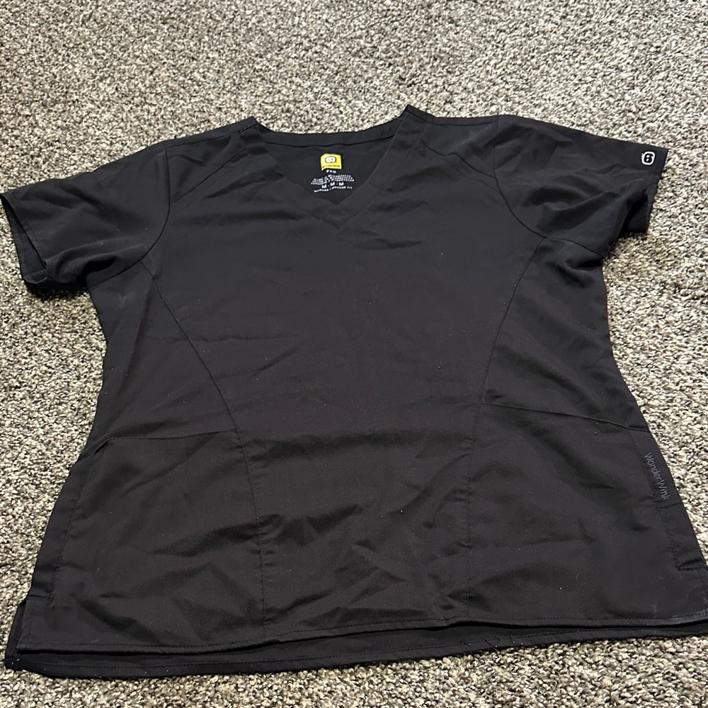 Black WonderWink V-Neck Scrub Top